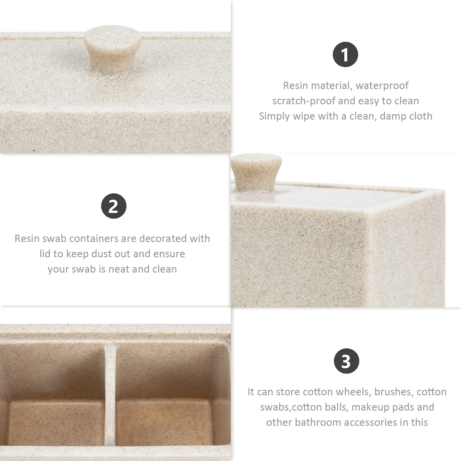 

2-Compartments Storage Box Cotton Pad Organizer With Detachable Divider Lidded Dustproof Makeup Cotton Holder Case