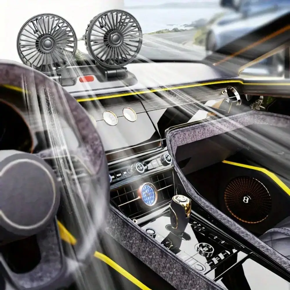 

5V Car Fan Cooling Car Fan Dual Head Usb Car Fan 2 Speeds Adjustable Auto Cooler Air Fan Car Accessories Wind Regulation