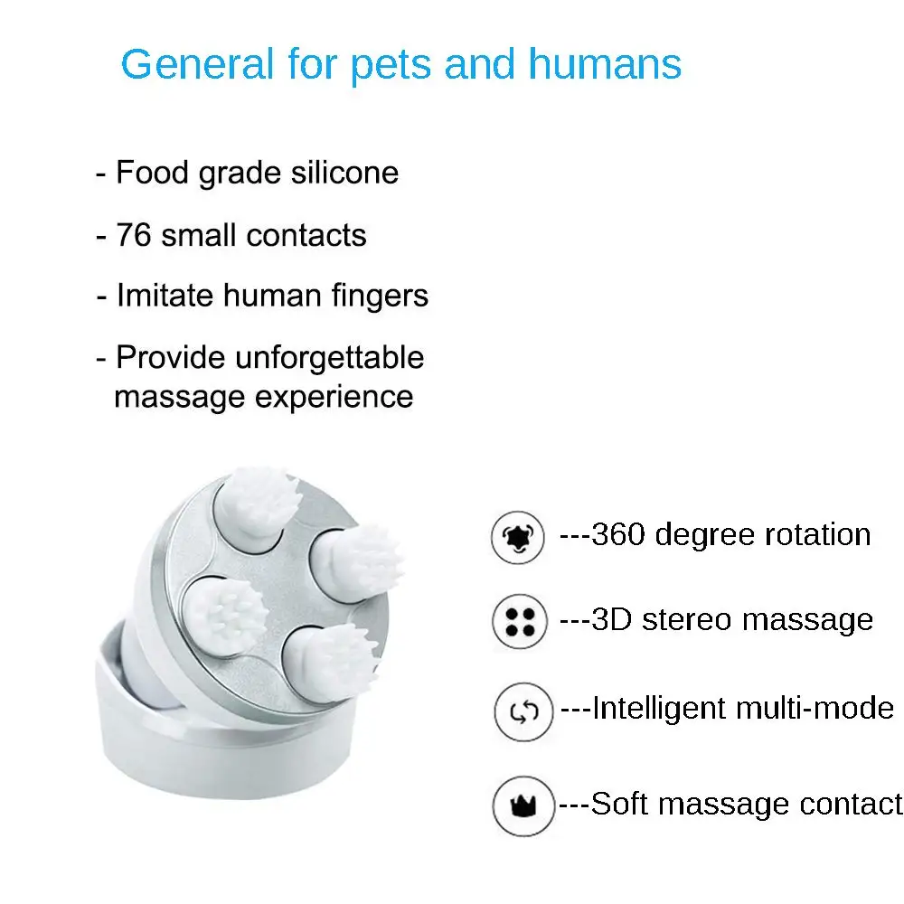 Rechargeable Electric Head Massager Pet Cat Dog Massager Vibrating Scalp Body Deep Massage Prevent Hair Loss Relieve Stress