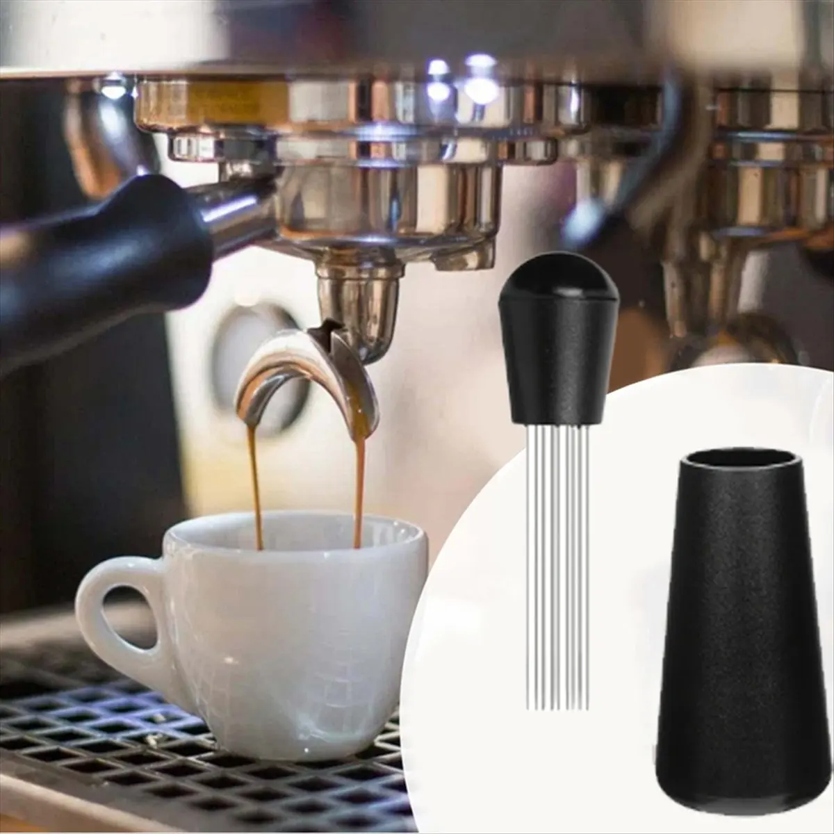 

A36R 6 PCS Espresso Accessories Coffee Espresso Tamper Set with Espresso Tamper,WDT Tool,Coffee Stirrer,Frothing Pitcher 58MM