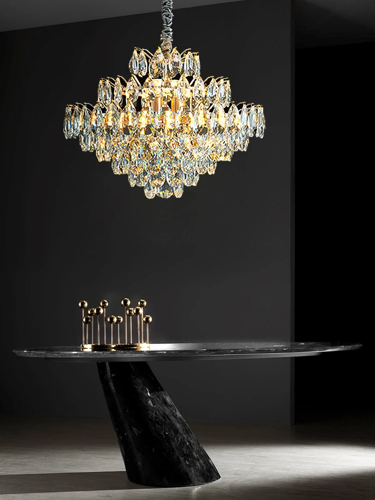 

Luxury Crystal Big Chandeliers For Living Room Decor Modern Art Designer Luminaire Lustre Hight Ceiling Pendant Home Lamps Hall