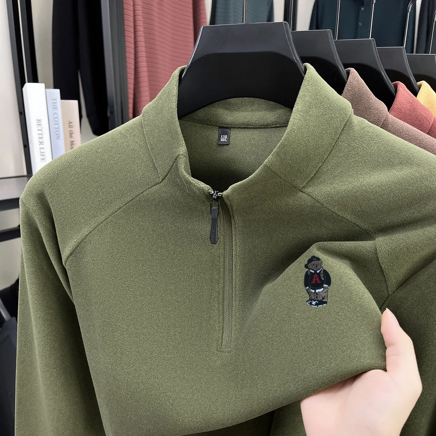 Luxury Quality Men's Printed T-Shirt Wrinkle Resistant Half ZipAutumn Mock Neck Long Sleeve Top High Quality Commute Men's Wear - view 2