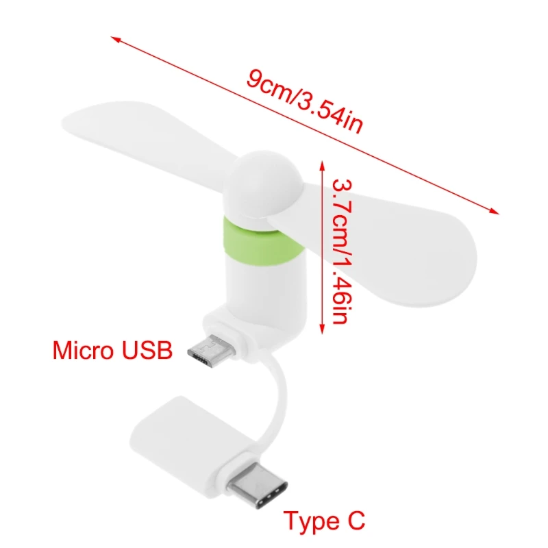 Draagbare Mini Fan 2in1 Type C Micro Usb Voor Samsung Xiaomi Huawei Htc Mobiele Telefoon En Alle Smart Phone Kleine Ventilator