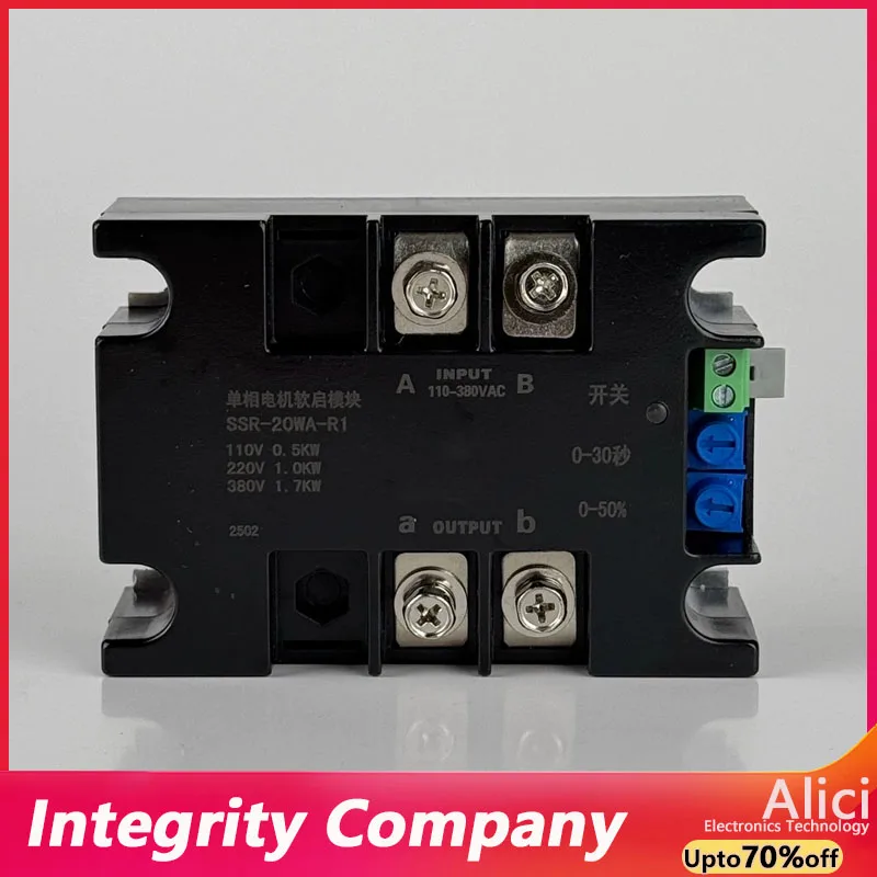 220V Single-Phase Intelligent Motor soft Starter Soft Start Module Soft Start 50-60HZ Compatible 2/3/4/ 6/ 8KW SSR-100WA-R(4KW)