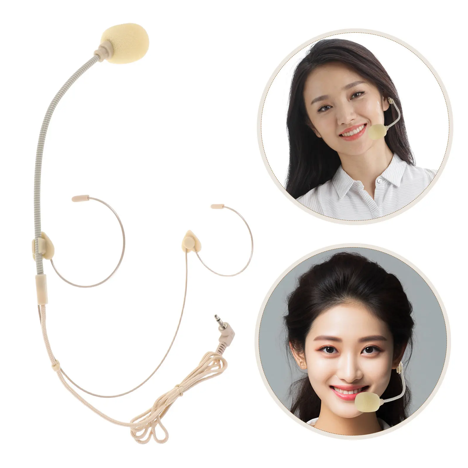 Wired Headset Microphone Over Ear Hanging Condenser Mic Flexible 3.5L Plug Teacher Trainer Tour Guide Stage Speaking Voice