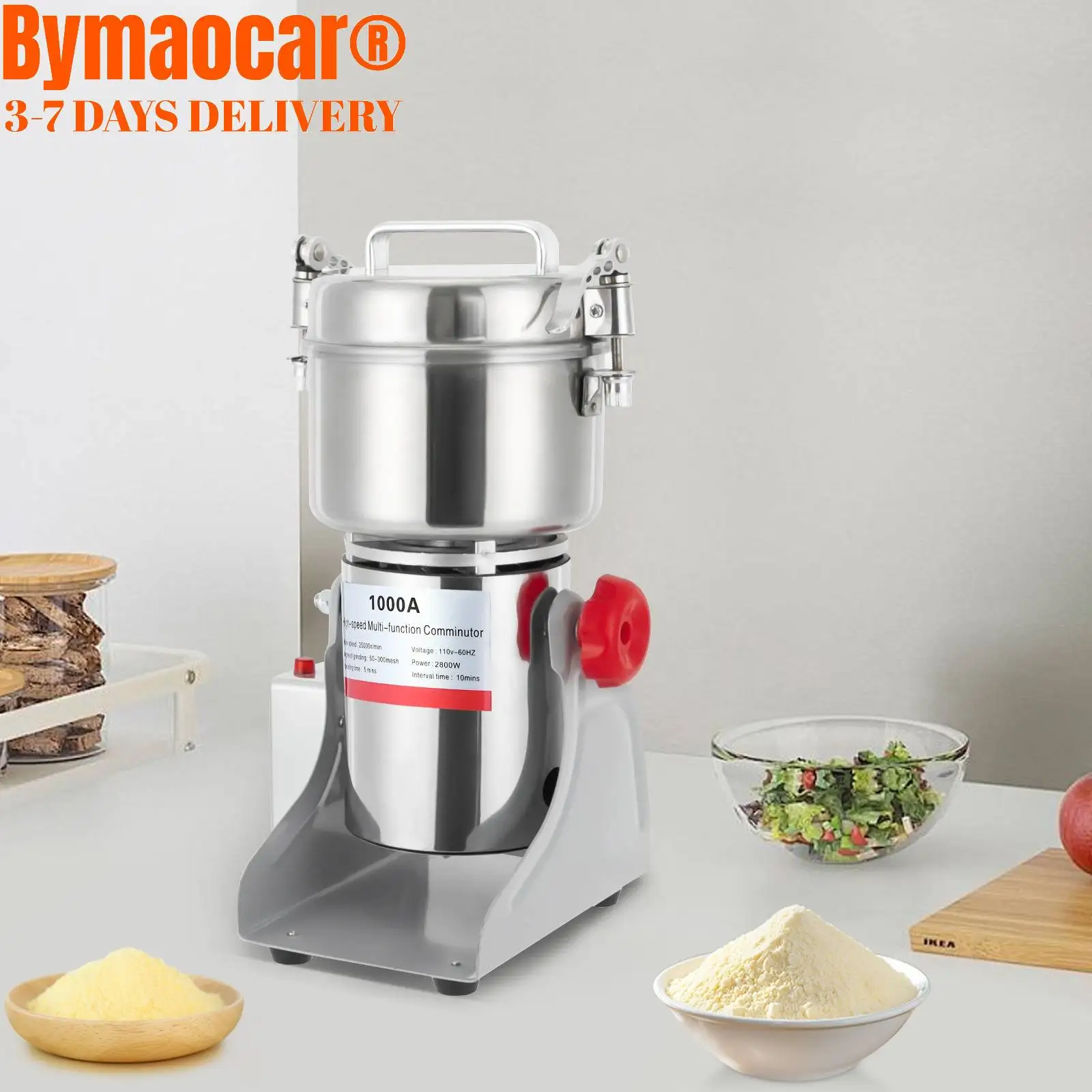 เครื่องบดเมล็ดพืชไฟฟ้า 1000 กรัม 3600 วัตต์ สแตนเลส บดเครื่องเทศและสมุนไพร ความเร็วสูง 30000 รอบต่อนาที สำหรับบดข้าวสาลี ข้าวโพด ข้าวสาร