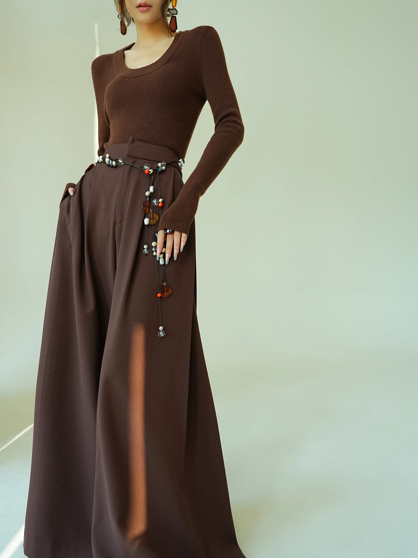 

Женский вязаный свитер Aconiconi Warm Trace Commute из 100% чистой шерсти, с круглым вырезом, приталенный, осенне-зимний, универсальный, модный