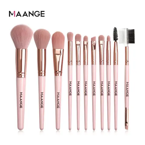Pro Pink Makeup Brush Set for Face and Eyes MAANGE