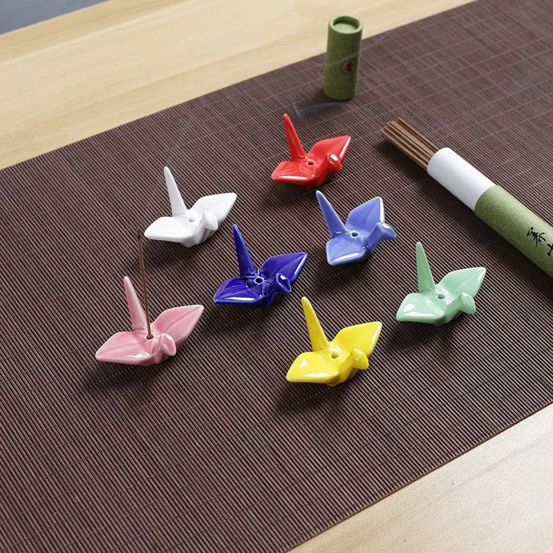 Colorful Thousand Paper Cranes Incense Stick Holder Japanese Retro Pattern Incense Base Tea Ceremony Accessories Home Decoration