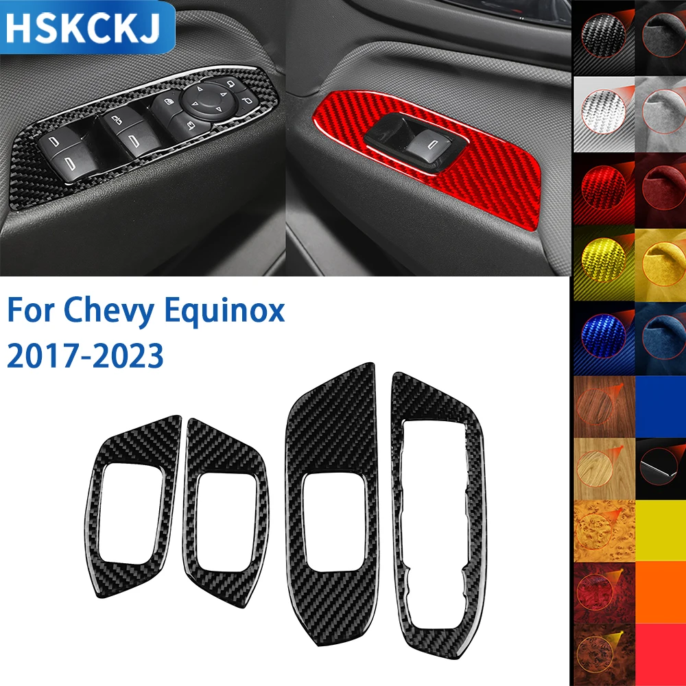 

For Chevy Equinox 2017-2023 Accessories Carbon Fiber Car Interior Windows Control Panel Cover Trim Sticker Decoration