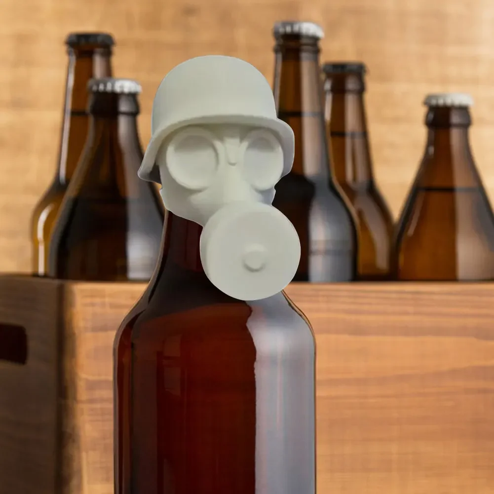 1/2PCS 3D Printing Gas Mask Beer Bottle Topper Reusable Novelty Air-Tight Cap for Liquor Preservation & Dustproofing ﻿ view 4