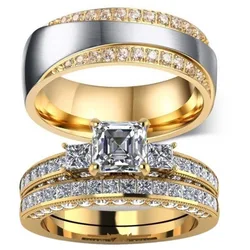 New Simple Fashion Classic Romantic Luxury Inlaid Zirconia Ring Men and Women Couples Engagement Holiday Gift JewelryAccessories