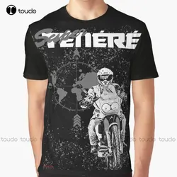 Black And White Super Tenere 750 Xtz  Graphic T-Shirt Custom Aldult Teen Unisex Digital Printing Tee Shirts Custom Gift Xs-5Xl