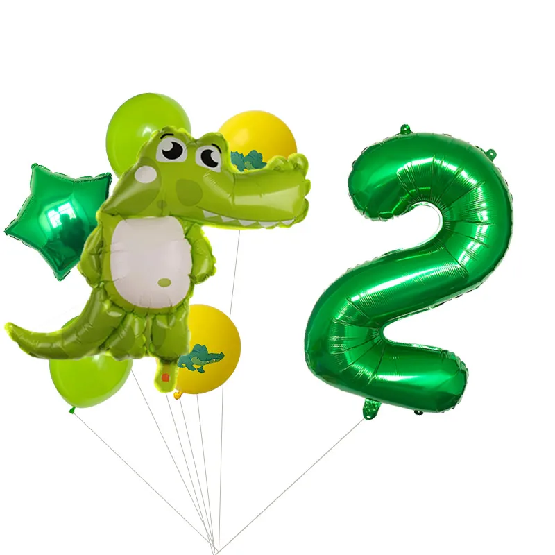 7 قطعة/الوحدة 32 بوصة الأخضر عدد التمساح الكرتون الحيوان احباط بالونات اللاتكس بالونات حفلة عيد ميلاد سعيد زينة الاطفال اللعب