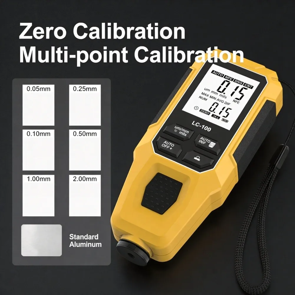 Digital Coating Thickness Gauge 0-2000um Auto Dual Mode Fe NFe Tester High Accuracy LCD Meter For Industrial Paint Film Measurem 4