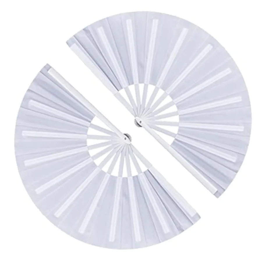 2 Pack Large Folding Hand Fan, Nylon-Cloth Vintage Retro Fabric Fans, Chinese Kung Fu Tai Chi Hand Fan for men/women, Festival,