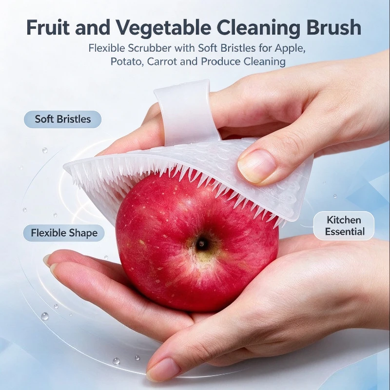 2PCS Multifunctional Kitchen Finger Sleeve Cleaning Brush Bendable Fruit Vegetable Scrubber For Sink Cutting Board Gap Washing