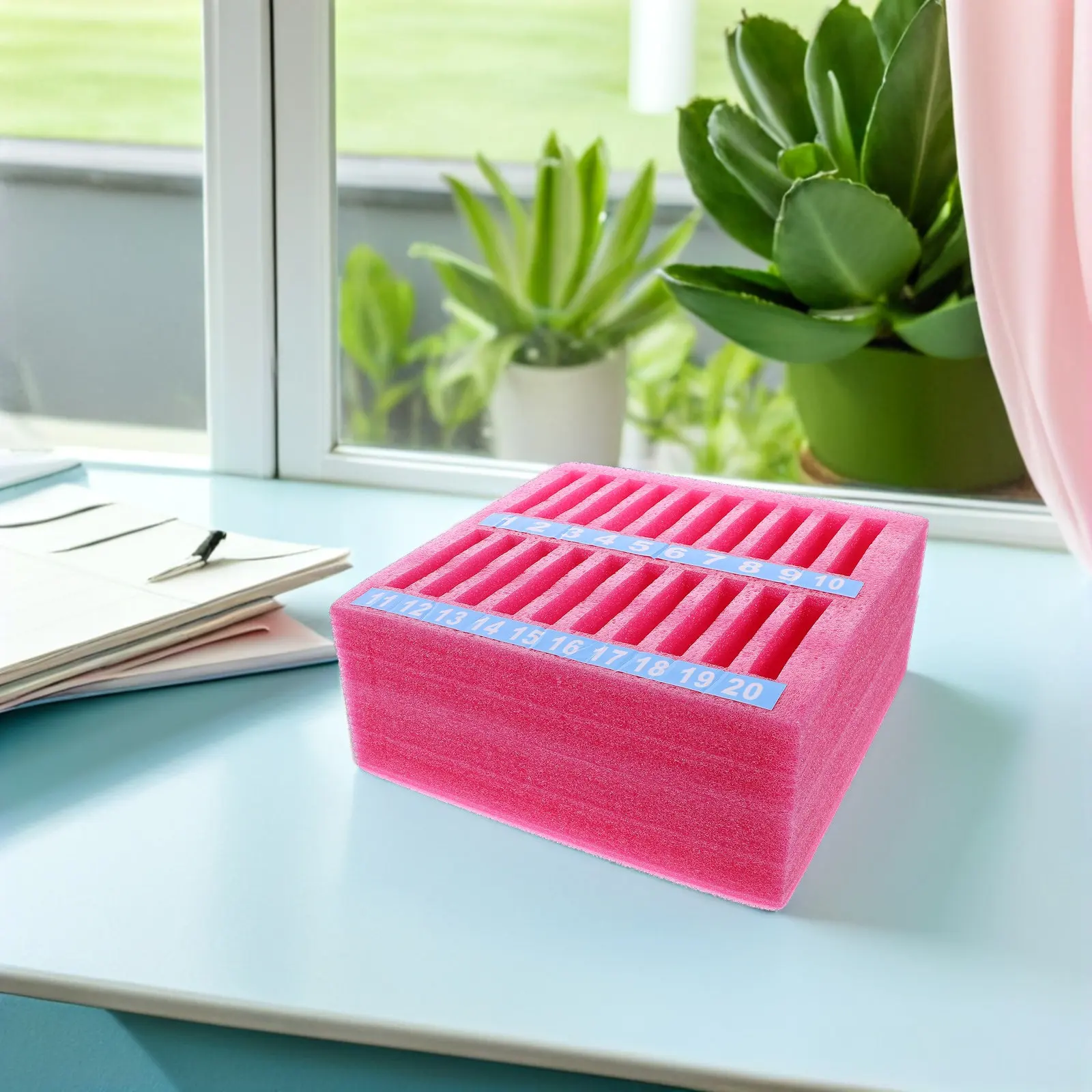 

20 Grid Pearl Cotton Cell Phone Storage Box Shockproof Organizer for Classroom Office Meeting Room Cell Phone Holder Classroom
