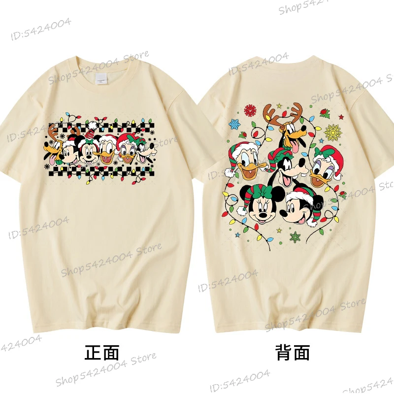 كارتون عيد الميلاد جوفي دونالد داك ميني ميكي بلوتو تي شيرت خمر النساء الرجال القطن المحملة
