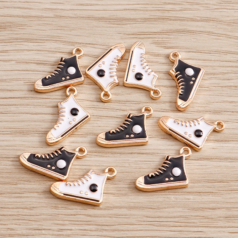 

Tusember 10Pcs 11*14mm Enamel Sneakers Shoes Charms For Handmade Earrings Bracelet Necklace Jewelry Making Craft DIY Supply