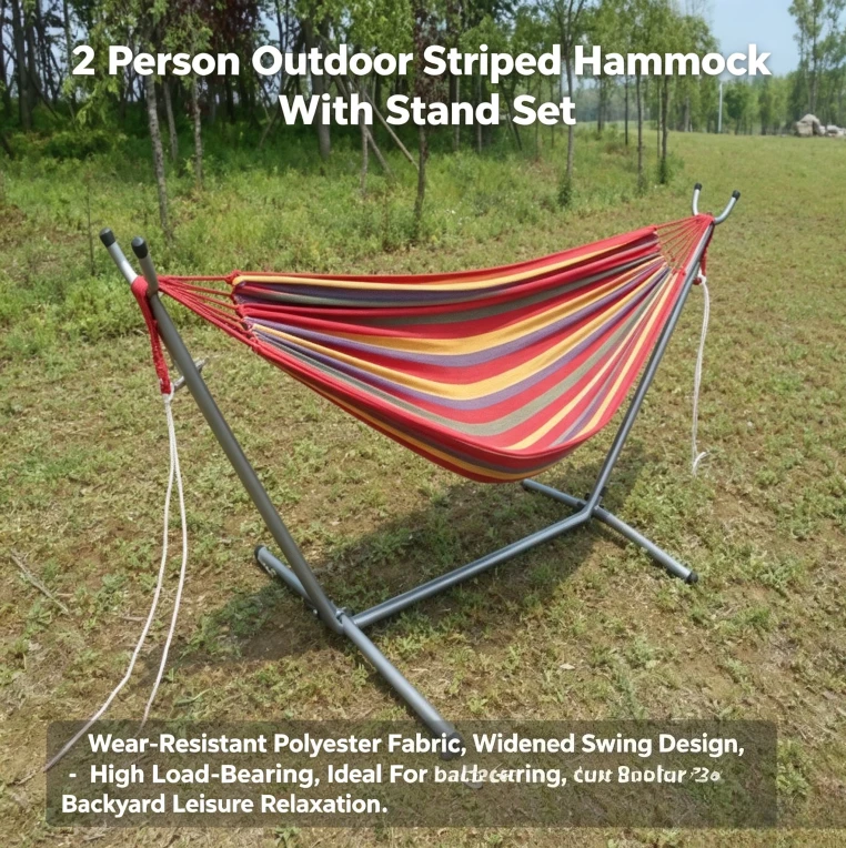 Croissant Hammock Stand Thick Steel Pipe Frame With Canvas Hammock Removable Indoor Outdoor Creative Swing