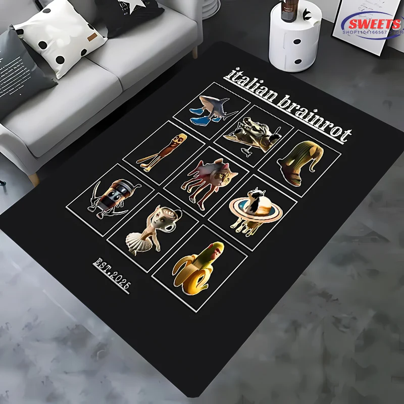 

2025 Italian Brainrot Fantasy Creatures Collection Printed Carpet Living Room Bedroom Rugs Kid‘s Play Door Un-slip Floor Mats