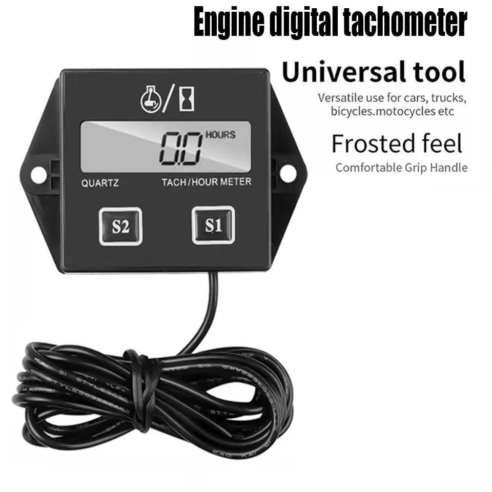 Digital Display Engine Tachometer Timer Instrument Induction Tachometer Suitable for Motorcycle Engine Chain Saw Bicycle Boat