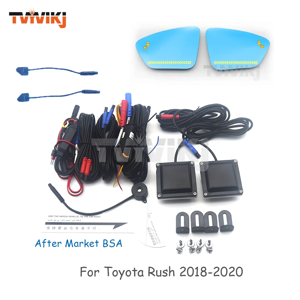 Side rearview blue mirror glass lens with blind spot system LED indicator For Toyota Rush 2018-2020 Wide Angle View anti glare