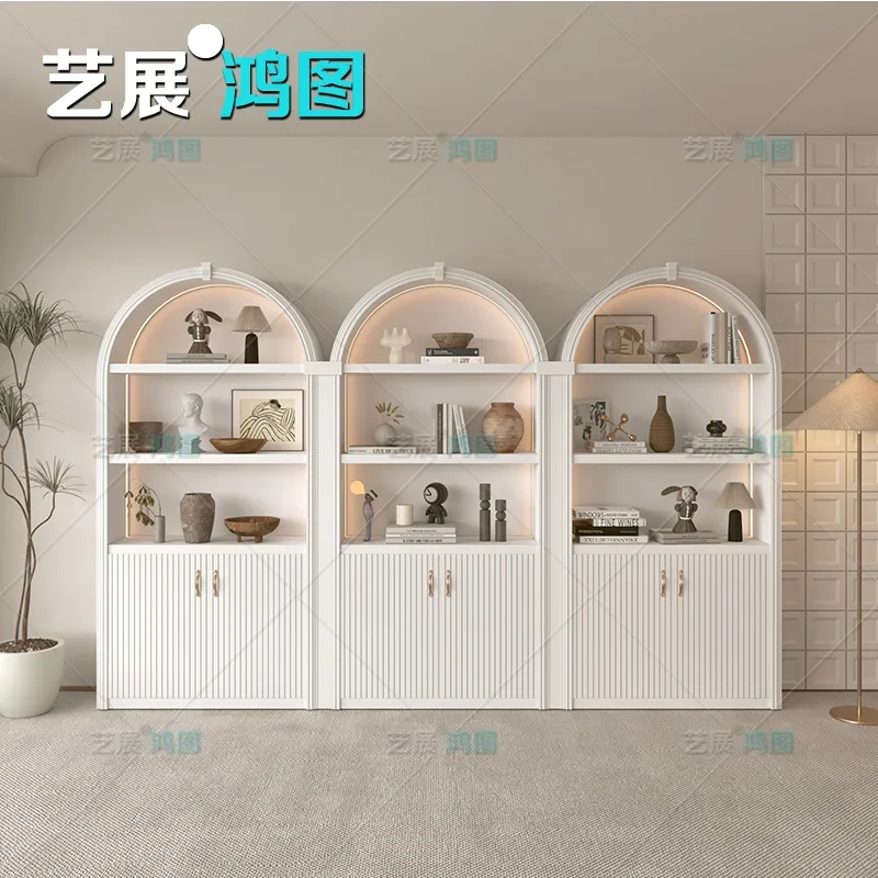 

Cosmetics Display Cabinet Paint Simple Modern Arc Beauty Salon Nail Care Products Display Cabinet
