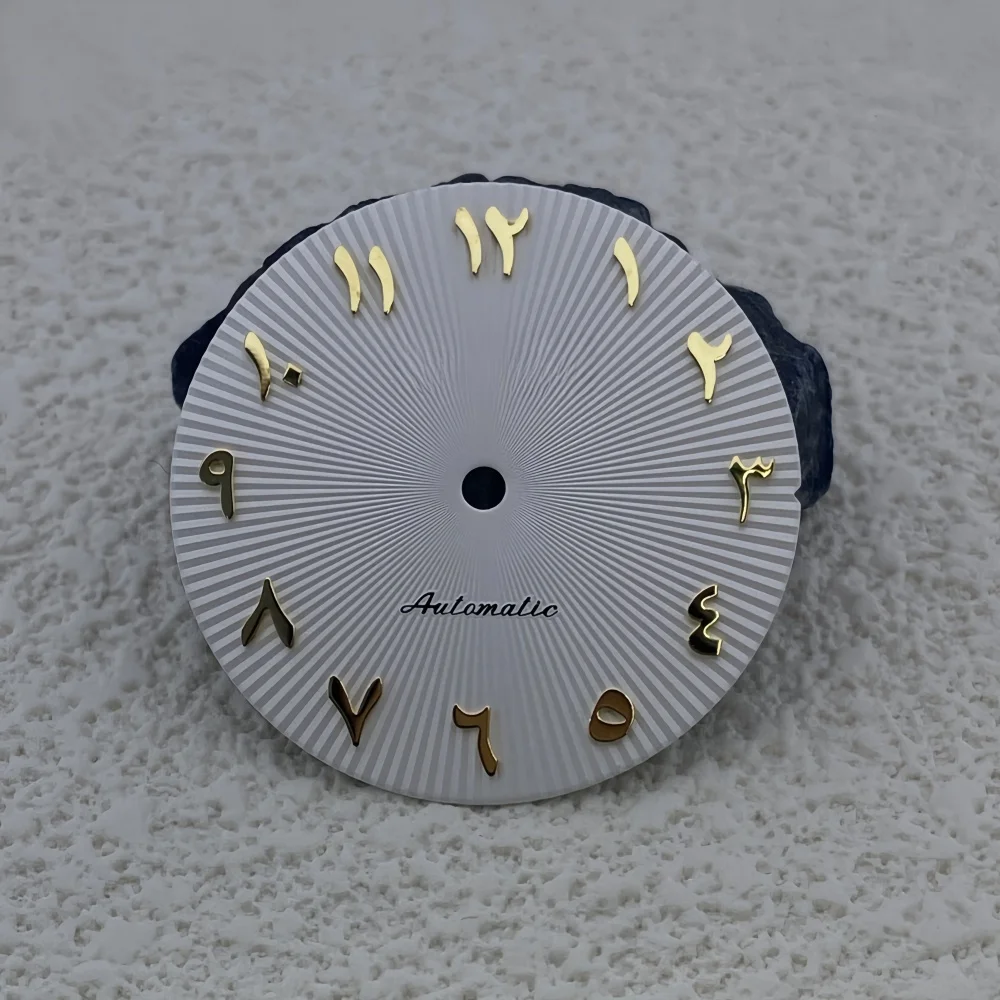 28.5mm s dial pressão de óleo irradiar dial acessórios relógio algarismos árabes sem calendário literal ajuste movimento nh35