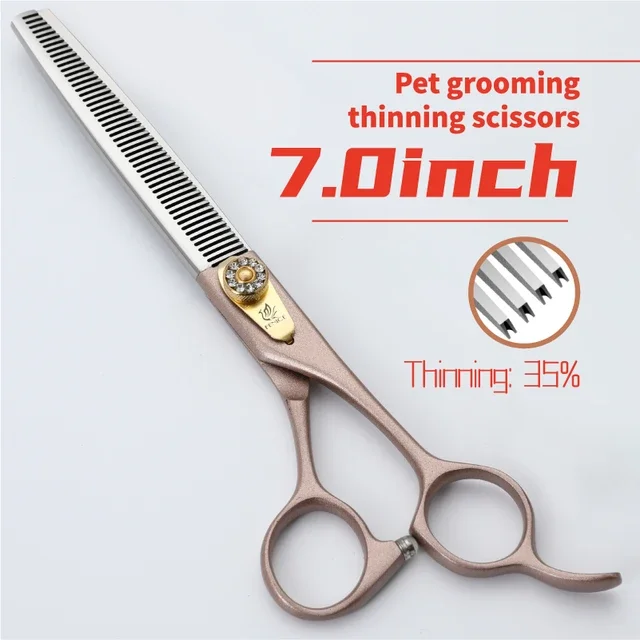 Fenice Professional 7/7.5 inch pet dog grooming scissors thinning shears tijeras tesoura thinning rate 35% Silicone ring Tijera