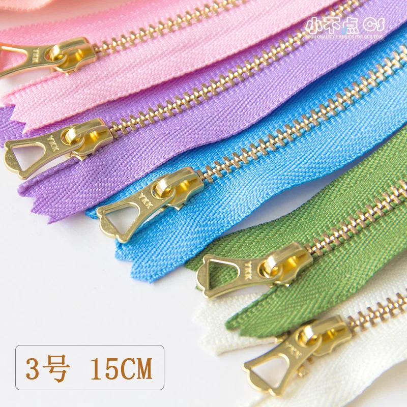 

15CM Japan YKK3 metal zipper, closed tail without lock gold and copper color, small wallet fabric bag, flower-shaped slider.