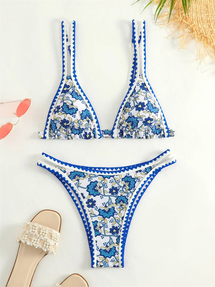 Micro Bikini Swimsuit Women Swimwear 2024 New Print Sling Bikinis Set Sexy Thong Bathing Suit For Female Summer Beach Two Piece