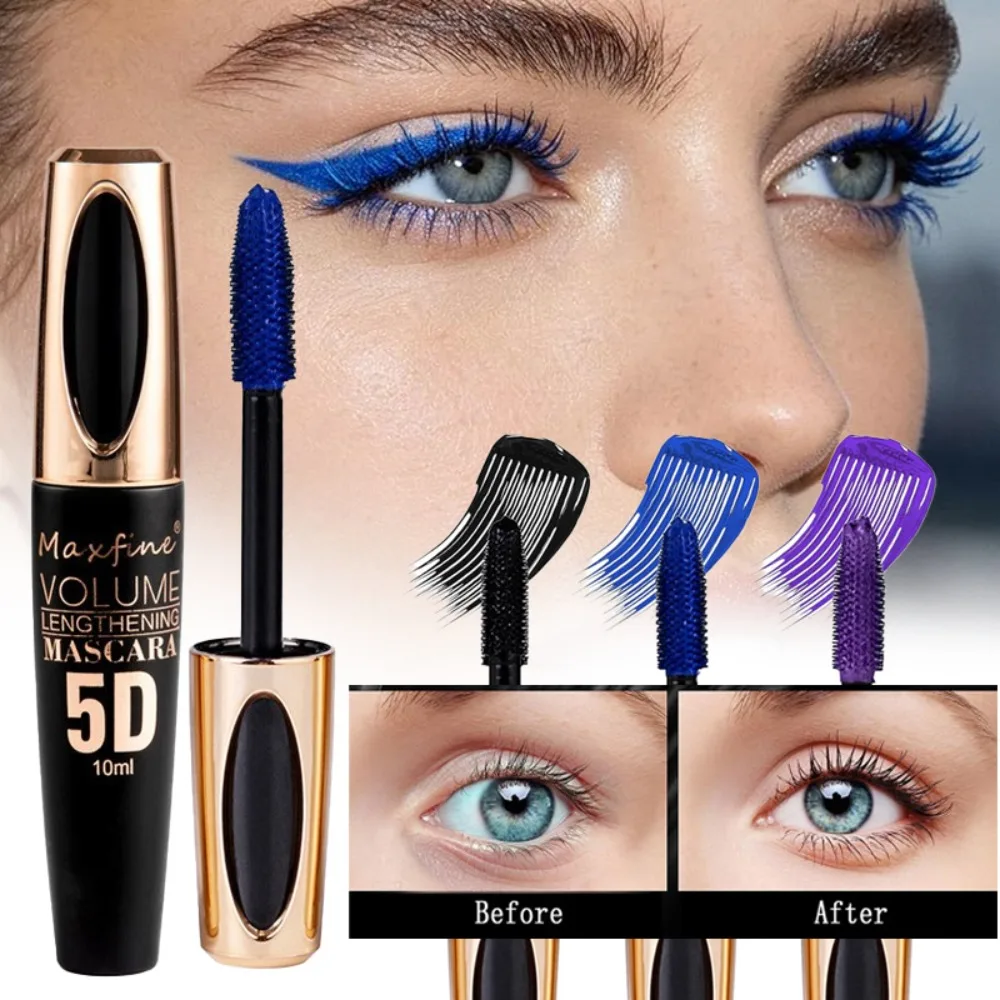 5 Farbige Wasserfeste Nicht-Verschmierende Wimperntusche für Verlängerung und Feine Locken, Wimpernverlängerung Make-Up Blau Braun 5D Mascara ﻿