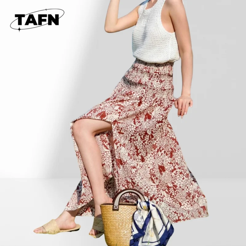 

Boqi Style Floral Skirt High Street Beautiful Temperament Trend Comfortable Relaxed Fit for Casual & Look AG1521