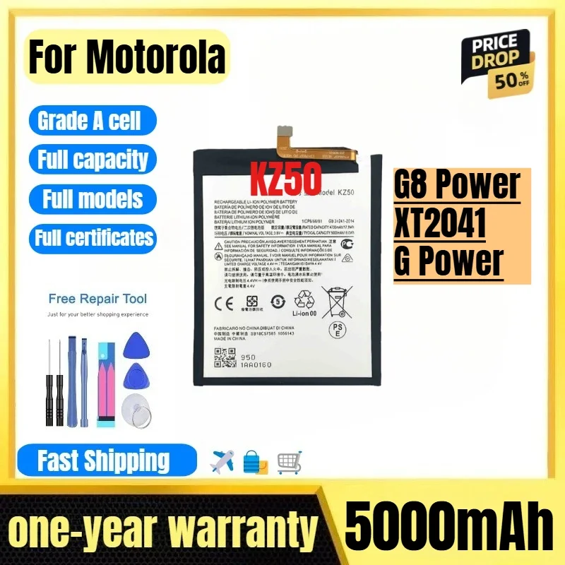KZ50 for Motorola G8 Power/XT2041/G Power Phone Battery High Quality High Capacity Replacement Bateria Grade A Cell with Tools