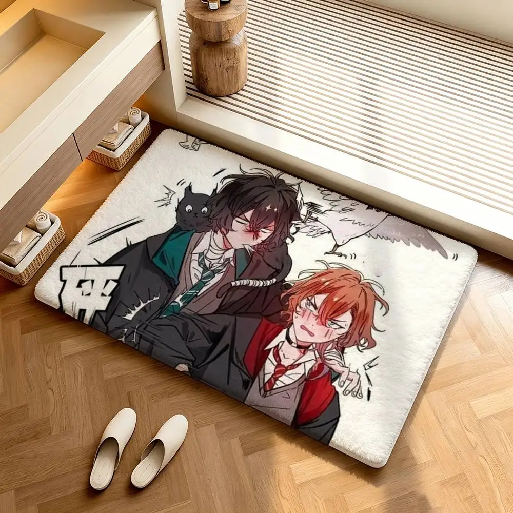 Fanart Soukoku D-Dazai C-Chuuya  Shower Room Absorbent Small Floor Mat Soft Comfortable Decorative Foot Mat