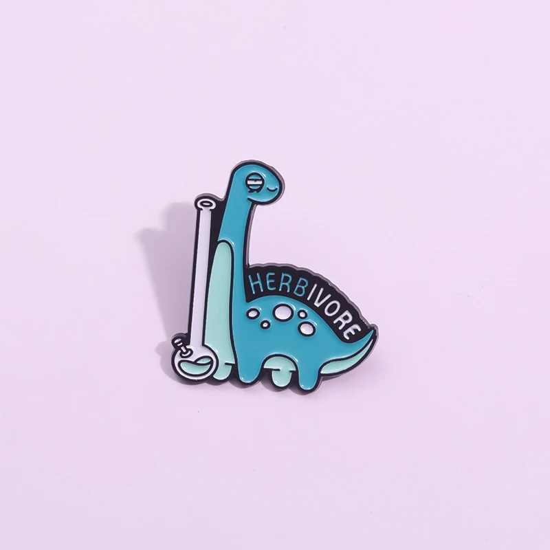 Herbivore Dinosaur Enamel Pin Cute Cartoon Vegetarian Animals Lapel Badge Fashion Backpack Brooches Accessories Gift for Friends