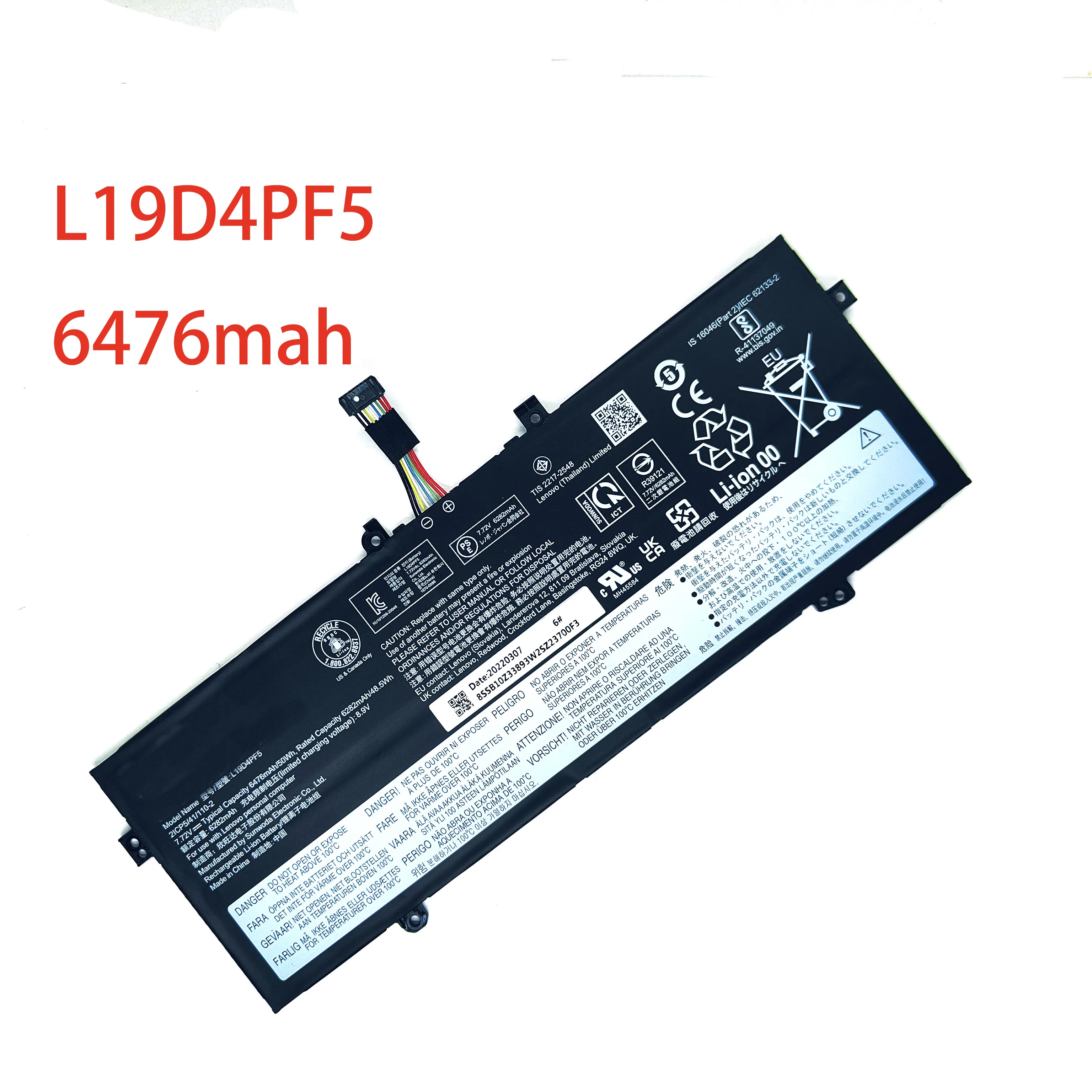 Marvenho New 50Wh 7.72V 6476mAh L19D4PF5  L19M4PF7  Laptop Battery for Lenovo Yoga Slim 7i Carbon 13ITL5 13S 2021