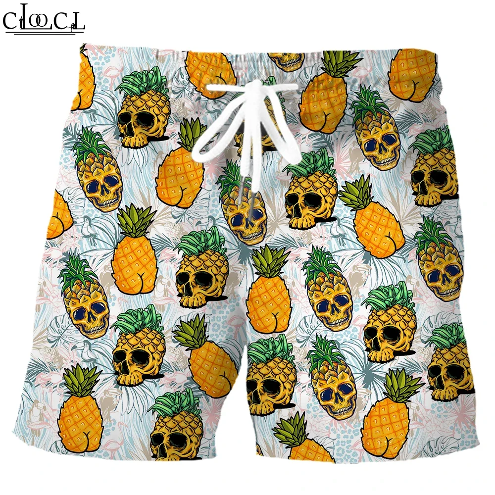 

HX Богемные шорты с принтом черепа и ананаса, шорты с эластичными карманами, пляжные брюки, спортивная одежда, мужская одежда