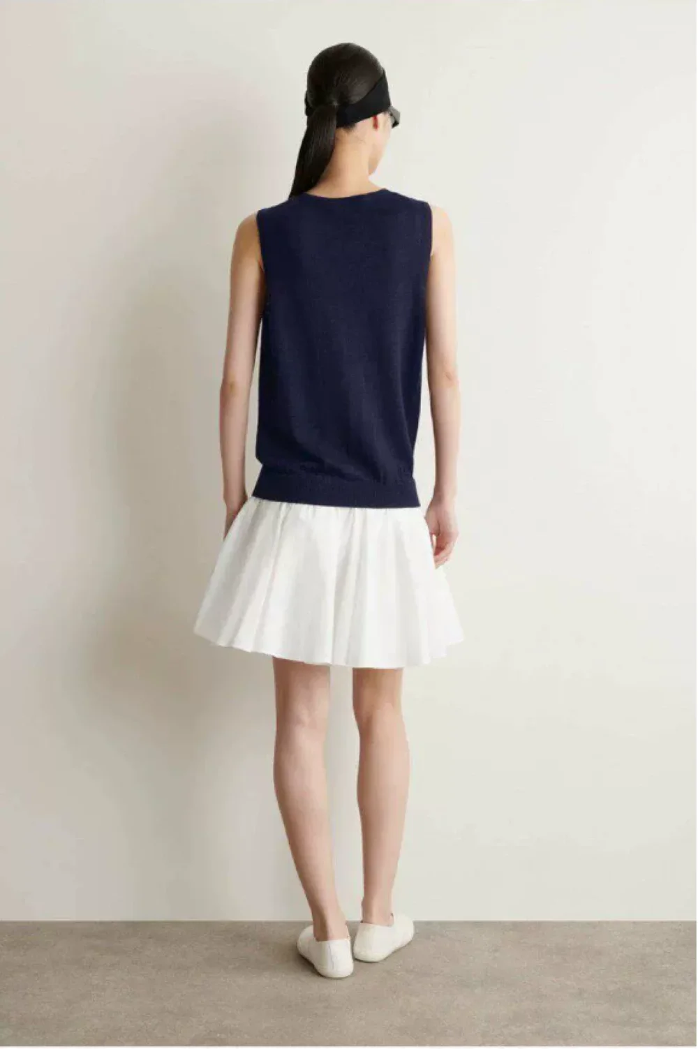 XIMIAN APPAREL 2026 YAZHIMEI Traf Cos Spring New Style of Women's Casual Style Dark Blue Linen Knitted Plaid Dress