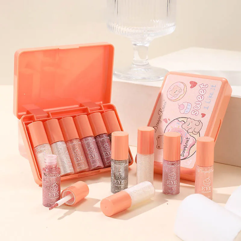 6 Colors/Set Liquid eye shadow Pearlescent Fine Flashing Easy to Dizzy Lying Silkworm Pearl High Gloss Liquid Eye Shadow