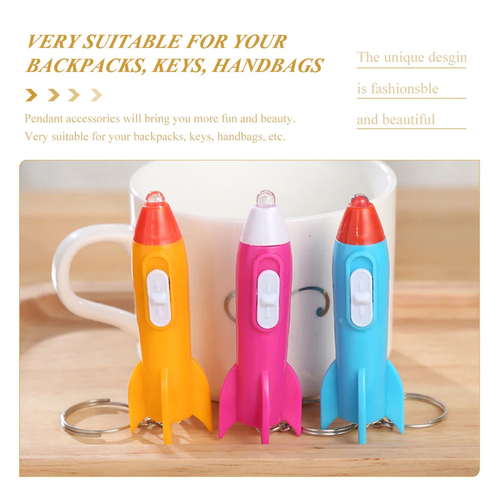 Rockets Head Shaped Mini Keychain DIY Hanging Decors Luminous Key Chains On backpack