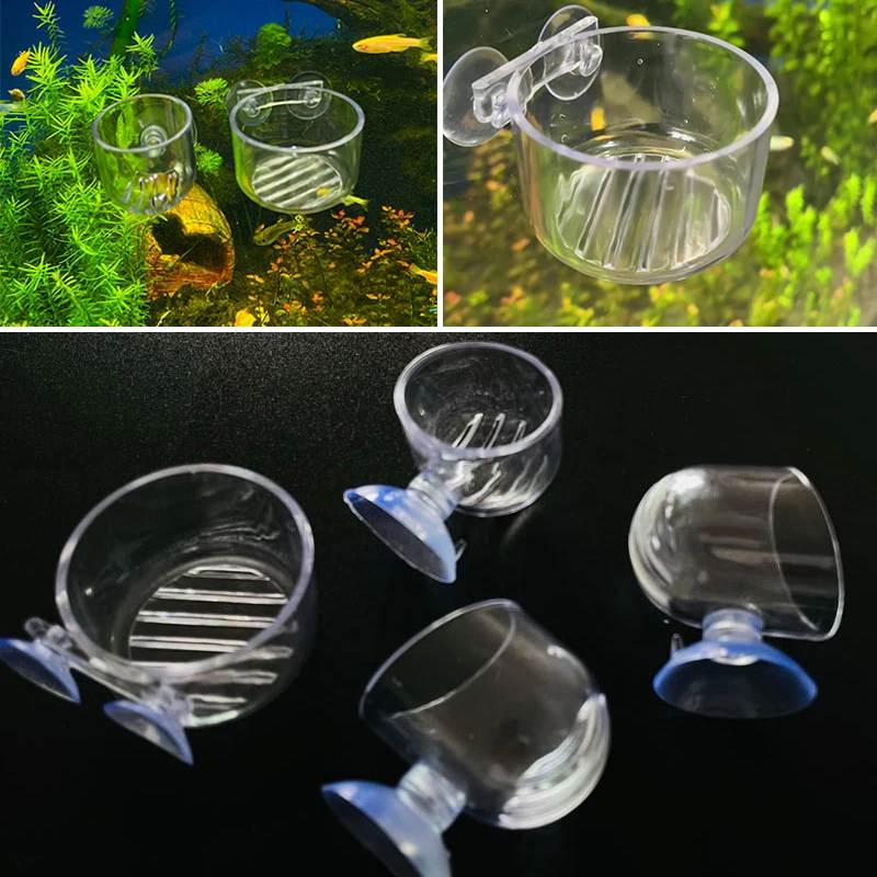 Aquarium Fish Tank Food Feeder,Hanging Fish Tank,Mini Decor,Crystal Acrylic Fish Tank Dispenser,Cylinder Cup,Feeding Accessories