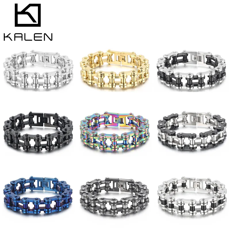 Pulsera de Acero Inoxidable 316L para Hombre, Estilo Punk Rock Biker, Joyería de Moda, Cadena de Bicicleta, Pulsera Hombre Acero Inoxidable