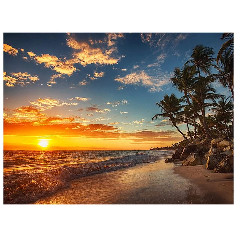 Paint With Diamond Embroidery "Seascape" Diamond Painting Full Round Picture Of Rhinestone Home Decor