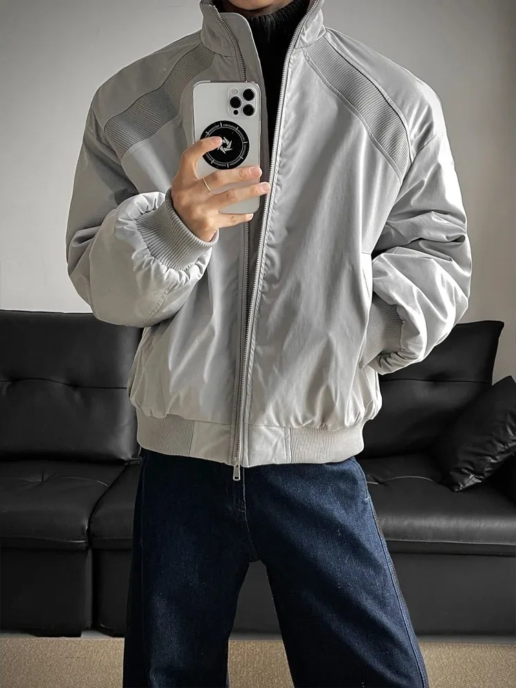Gray Cleanfit American Functional Patchwork Workwear Baseball Cotton Jacket Men's Winter Cotton Insulation Jacket