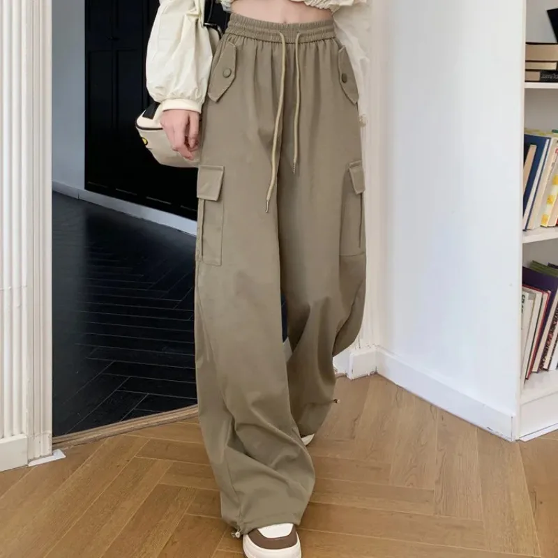 

Женские брюки-карго больших размеров с эластичным поясом, широкими штанинами, повседневные, в стиле стритвир