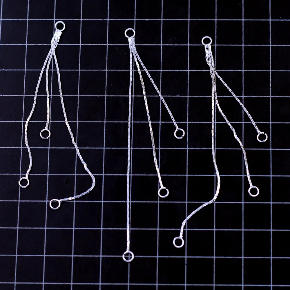 10Pcs Earrings Connectors Ear Chains 4 Holes Copper Silver Plated For Jewelry DIY Making Findings Charms 88x4mm