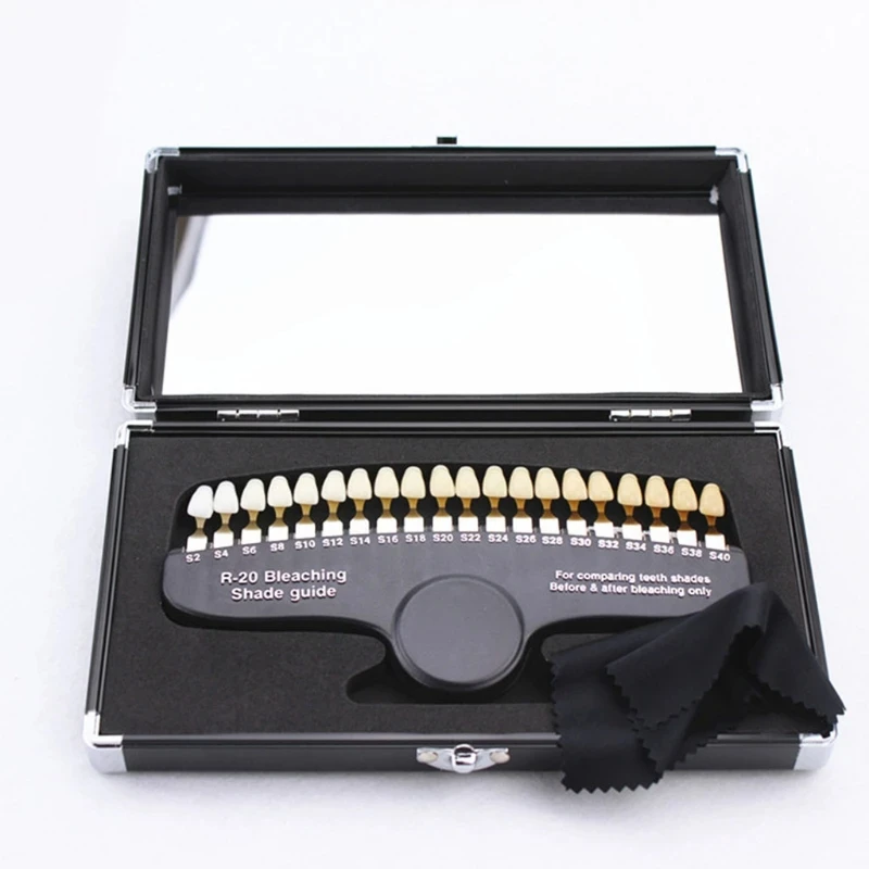 

20 Colors Professional 3D Teeth Whitening Shadow Guide and Mirror Tooth Bleaching Color Palette Comparator Dental Clinic Tools